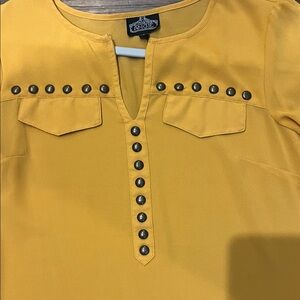 Angie Mustard Yellow Blouse with Button Details